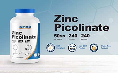 Nutricost Zinc Picolinate 50mg, 240 Vegetarian Capsules - Gluten Free and Non-GMO (240 Caps) - Image 5