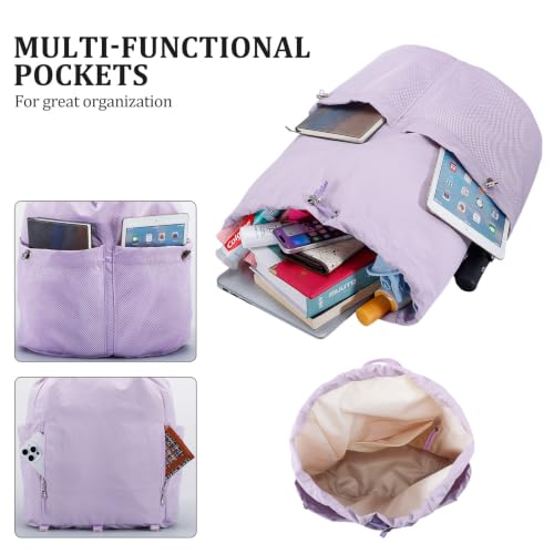Image of HUA ANGEL Drawstring Backpack, Waterproof Nylon Sports Gym Bag, Travel Backpack for Women and Men for Sports, Travel