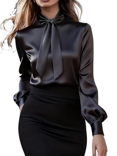 Cravate pour femme et chemisier en satin aux détails raffinés