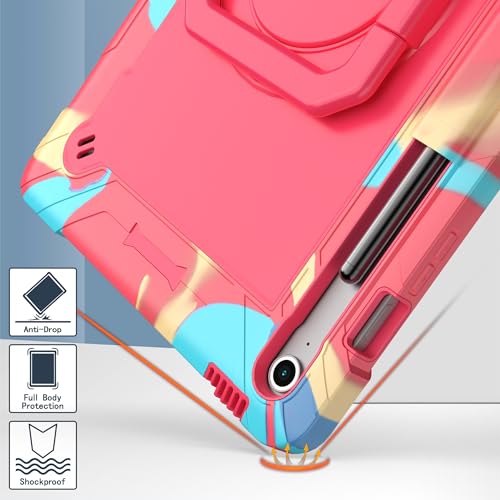 Image of Case for Samsung Galaxy Tab S10 FE+ /S10 FE Plus 13.1 Inch 2025 Released - Heavy Duty Impact Resistant Case Cover with Rotating Ring Stand (Candy /Pink)