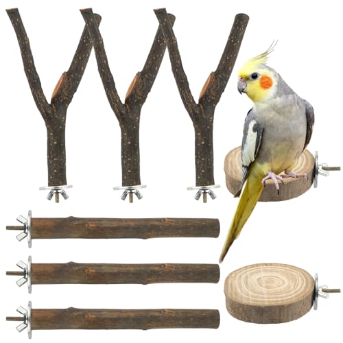 8 PCS Natural Wood Bird Perches for Cage