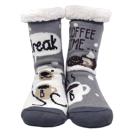 LOFIR Calcetines Termicos para Mujer Invierno Gruesos y Cálidos, Antideslizantes de Piso, Patrón Animal, 1 Pare