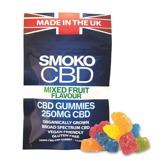 SMOKO CBD Gummies – 250mg Total | Vegan, Gluten-Free & THC-Free CBD Gummy Bears | Stress, Anxiety & Sleep Support | Broad Spectrum CBD Edibles