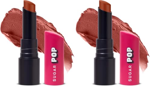 Image of SUGAR POP Ultrastay Transferproof Lipstick | 100% Transferproof | Waterproof Matte Lipstick | Vitamin E | 4 gm - 14 Bronze Beauty (Pack of 2)
