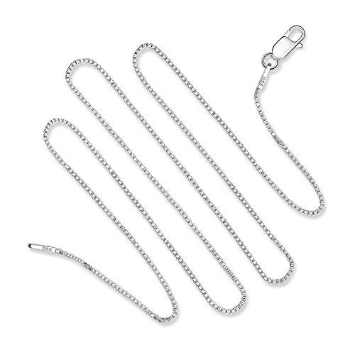 DSS 925 Sterling Silver Necklace for Women, Box Chain 0.8mm, Lobster Claw Clasps, Sterling Silver Chain, Italian Jewelry for Women, 16in - 30in - Main Image