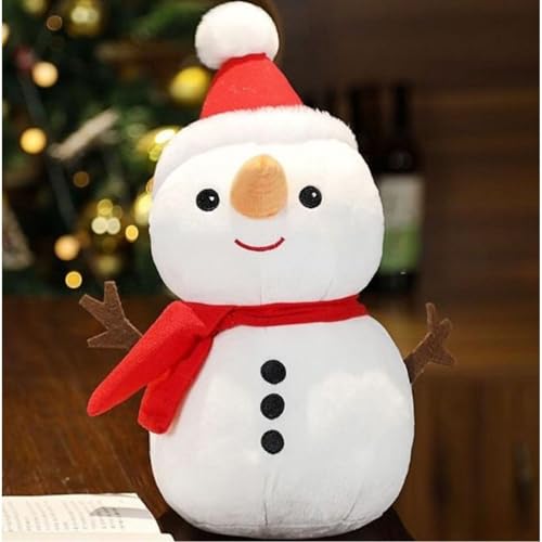 Image of Tickles Snowman Smilling Look Soft Stuffed Plush Toy for Kids Boys & Girls Christmas Day (Size: 22 cm Color: White & Red)