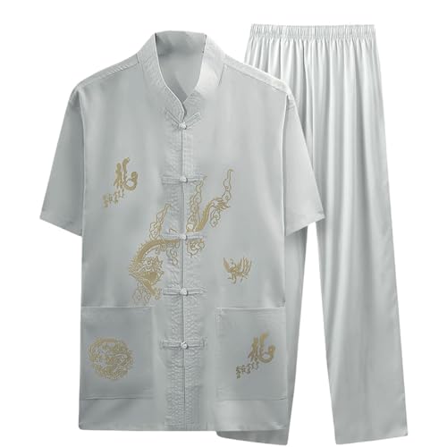 Ensemble style chinois haut de gamme en chanvre fin et soie glacée L