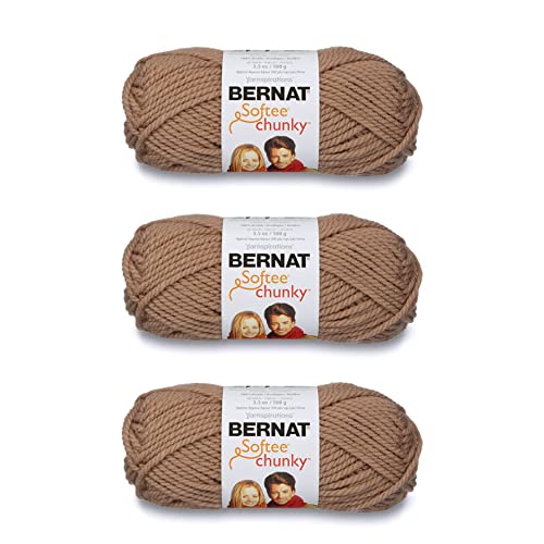 Image of Bernat Softee Chunky Soft Taupe Yarn - 3 Pack of 100g /3.5oz - Acrylic - 6 Super Bulky - 108 Yards - Knitting /Crochet