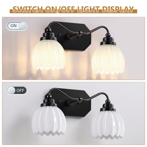 Image of Vintage 2 Light Vanity Lights,Black Matte Antique Finish