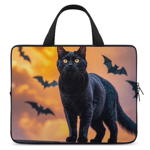 Housse ordinateur portable 30,5 cm anti-rayures motif chat noir artistique