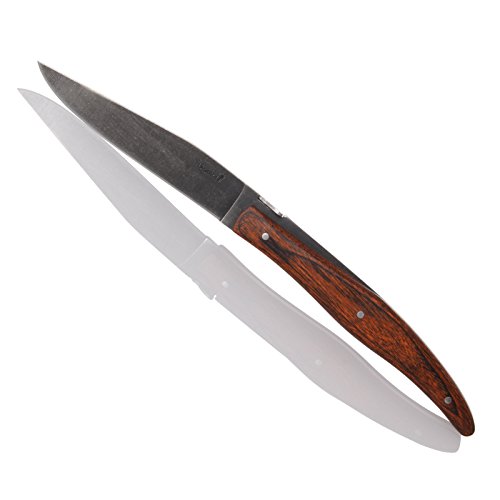 LAGUIOLE Set 4 Coltelli Da Bistecca Stonewash - Manico In Legno Pakka E Acciaio Inox - Regalo Da Collezione