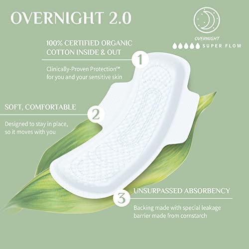 Organyc New And Improved 100% Certified Organic Cotton Overnight Feminine Pads thumb #2