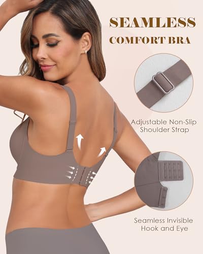 Image of Wireless Bras for Women Soft Support Seamless Bras V Neck Comfort Push Up Bralettes No Underwire Bras