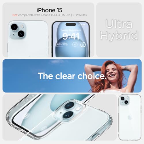 Spigen Ultra Hybrid Case Compatibel met iPhone 15 hoesje -Crystal Clear - Afbeelding 3