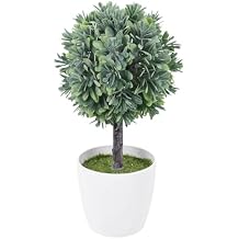 Cabilock Simulated Bonsai with Pot 3.93X3.93X7.48 Inch Faux Sphere Shaped Artificial Plant for Indoor Desk Window Home Office Decor