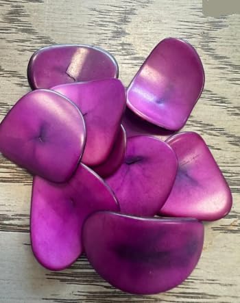 Tagua Nut Curved Slices Magenta Color Seed Beads Chip Shape | 20 Seed Beads Woodwork Eco Ethical Sustainable Jewelry Beadweaving Undrilled
