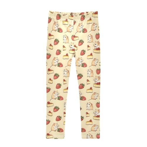 Mouse and Strawberry Cake Girls Leggings Kids Yoga Pants Athletic Tights Pants 4-10 Years