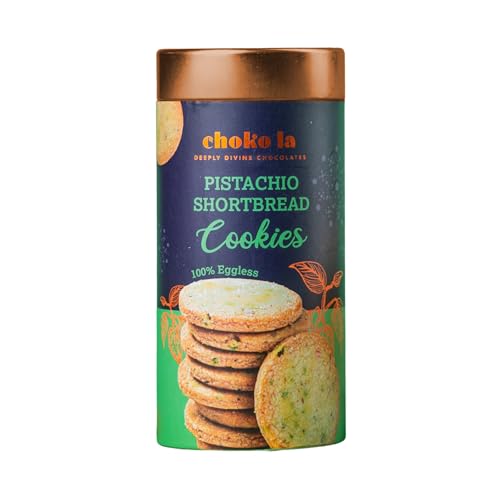 Image of Chokola Premium Pistachio Shortbread Cookies- 160g| Rich Buttery Shortbread with Pistachio Crunch | Gourmet Tea-Time Cookies | Purely Natural Ingredients | Premium Gifting Option