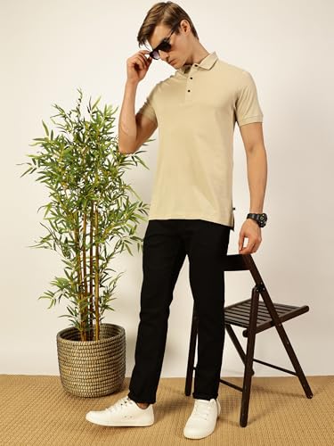Image of Thomas Scott Men's | Solid | Half Sleeve | Regular Fit | 100% Cotton | Polo Collar | Button Closer | Casual Tshirt