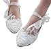 Imagen de Jamron Mujer Elegante Encaje Bordado Plano Blanco Zapatos de Novia con Perlas SN070427 EU40