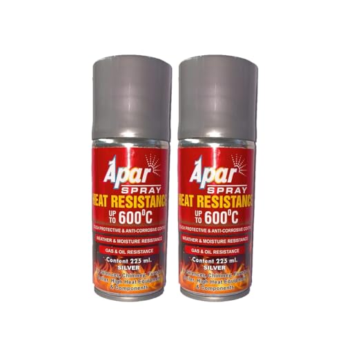 Image of APAR Heat Resistance Spray Paint SILVER -225 ml (Pack of 2-Pcs), For High Heat Surface Like silencer, boiler,chimneys etc.