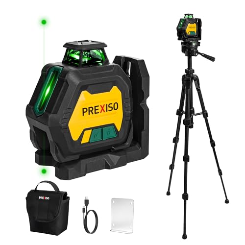 PREXISO 360 Laser Level with Tripod & 2 Plumb Dots - IP54 Rechargeable Point Cross Laser Level Self-Leveling- Lazer Leveler Tool 3 Brightness Settings Plumb Spot Lazer Level for Construction Ceiling