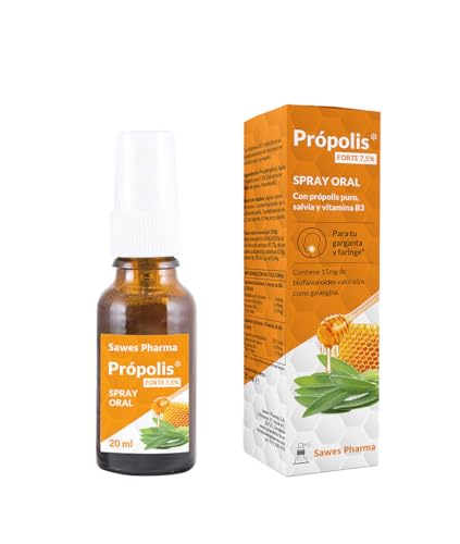 SAWES Própolis Spray Garganta 7,5% con Salvia y Vitamina B3 Spray Oral 20 ml Suaviza la Garganta y Cuidado de la Voz