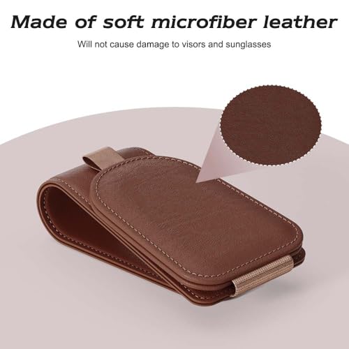 Image of Sotfamily Sunglass Holder for Car Visor, Suede Cloth Magnetic Sunglass Organizer for Car Accessories, 2 Packs, Black (Brown)