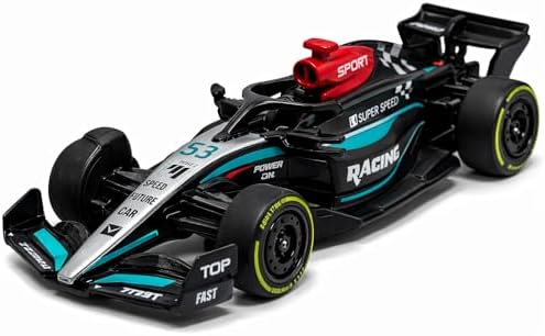 Miniatura de carro F1, Miniatura de carro colecionável, Rodinhas em boraccha e com fricção 13 CM (Preto e verde)