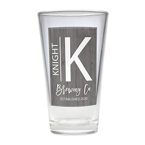 Let's Make Memories - Personalized Pint Glass Barware - Modern Monogram Pint Beer Glass - Customize with Any Initial, Name and Message - Holds 16oz, 9