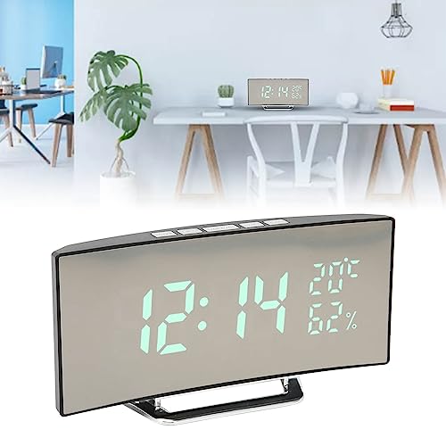 Reloj despertador digital LED curvo con temperatura para casa 6