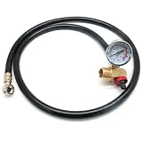 PHITUODA 3pcs Air Tank Repair Valve Kit with Safety Valve, 0-200 PSI Pressure Gauge,4 Feet Air Tank Hose and Thread Seal Tape for Portable Gas Tank, Set of 1