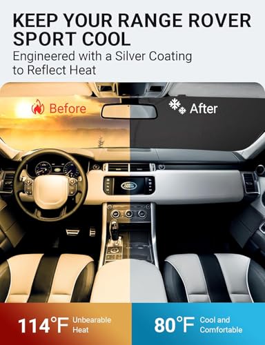 Image of Proadsy 2026 Upgrade Front Windshield Sun Shade Foldable Sunshade Protector Custom Fit for 2014-2022 Land Rover Range Rover Sport SUV Accessories