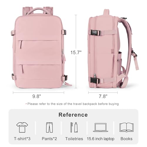 Image of Travel Backpack for Women Airline Approved Carry on Backpack for Airplanes Mochila De Viaje Personal Item Travel Bag Spirit Airlines Personal Item Bag 18x14x8 Backpack for Traveling on Airplane Pink