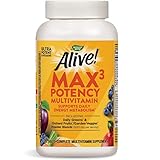 Nature's Way Alive! Max3 Daily Adult Multivitamin, Food-Based Blends (600mgper serving) & Antioxidants, 180 Tablets