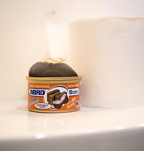 Image of ABRO Car Air Freshener Cans: Spill Proof Air Fresheners for Home, Office, or Car Accessories, Lasts Up to 60 Days - 3 Pack Coconut Scent
