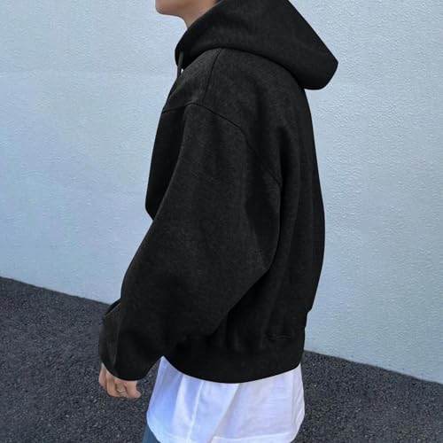 Ymosrh Men's Zip Up Hoodies, Pullover Hoodie Long Sleeve Casual Loose Fit Hooded Sweatshirts, M-3XL4