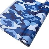 homeemoh Digital Camo Car Vinyl Wrap Roll, Camouflage PVC Car Exterior & Interior Decals Stickers Vehicle Paint Protective Film (Blue Camo,7.87 x 59.84 inch)