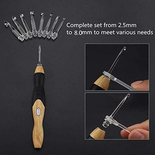 11 Sizes Lighted Crochet Hooks Set - Light Up Crochet Hooks with Case,Rechargeable Crochet Hook with Light,2.5mm to 8mm