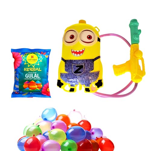 Image of CraftVatika Holi Colors, with Tank, Pichkari for Child 7-15, Holi Celebrations, Gift Box, Soft Gulal, Decoration Items, Gadgets Items Gulal Festive Celebration Kit