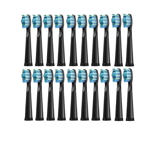 20 cabezales de cepillo reemplazables, compatibles con Dupont, recambio de cerdas, compatibles con Seago/Fairywill, cepillo de dientes eléctrico FW/SG 507/508/515/551/917/959(10 Black 10 White)