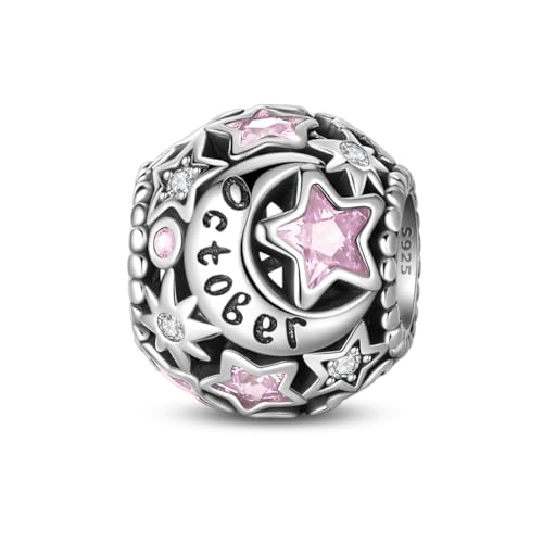 KUNSIR Charms Abalorios Colgante para mujer Piedra de nacimiento, plata de ley 925, compatible con pulseras y collares Pandora, compatible con pulseras europeas para mujeres y niñas