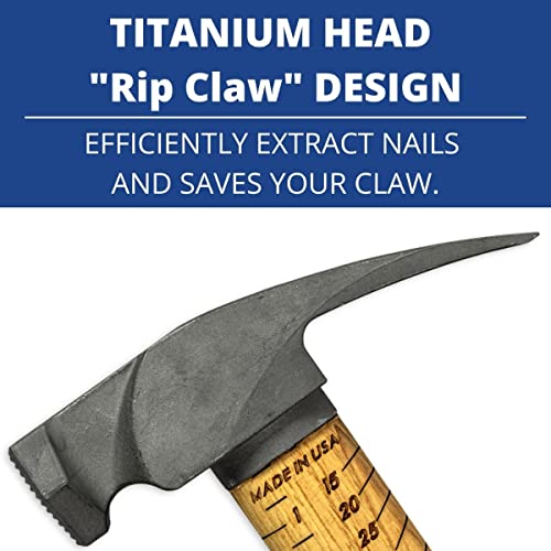 Boss Hammer Construction Grade Titanium Hammer With Tough Tennessee Hickory Handle - 14 Oz, Framing Square, Rip Claw Design, Milled Faced - Bh14Tihi18M #TOP3