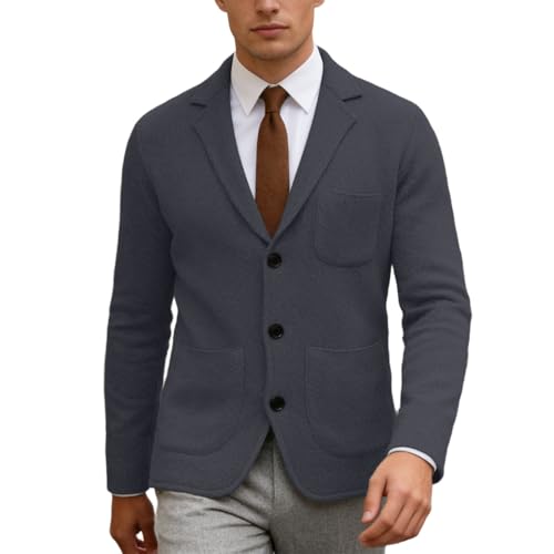 Cardigan de punto para hombre con botones y cuello solapa para invierno