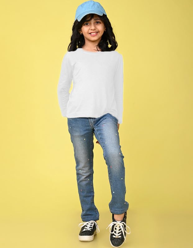 Image of Nusyl Girls Full Sleeves T-Shirt for Kids | Cute Printed Casual Wear | Soft Cotton Blend | Comfortable Regular Fit | 2-16 Years | Multiple Colors