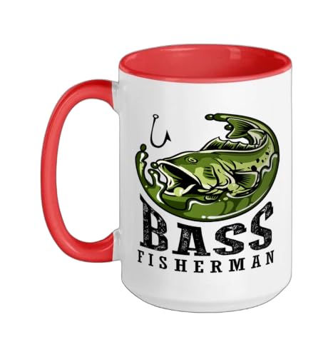 Patriotic anglers American Bass Pro whisperer fisherman Ceramic Mug, Red/White, 15oz