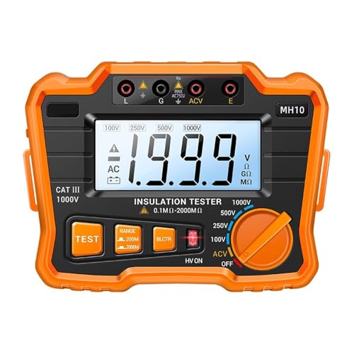 デジタル絶縁抵抗計 絶縁抵抗計 高精度電気技師用メーター 電子測定(Orange)