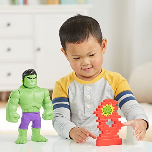 Hasbro Marvel Spidey and His Amazing Friends Power Smash Hulk Preschool Toy, Face-Changing 10-inch Hulk Action Figure, Ages 3+