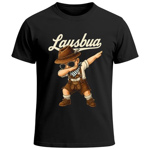 MoonWorks Herren T-Shirt für das Oktoberfest Lausbua Trachten Dabbing Fun-Shirt Trachtenshirt Bierfest Outfit Statement Spruch Saufen lustig Schwarz XL