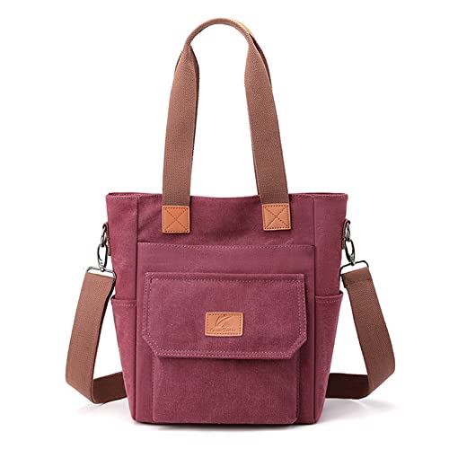 CORIOS Damen Handtasche Canvas Schultertasche Umhängetasche Casual Henkeltaschen Tote Beutel Groß Tragetasche Hobo Tasche für Arbeit Schule Shopper Reise Alltag Violett